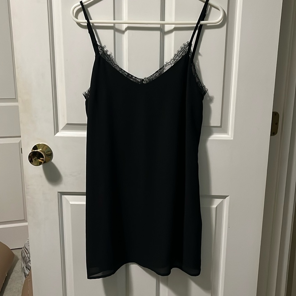 Classic lulus Black Slip Lace Trim Dress Size M